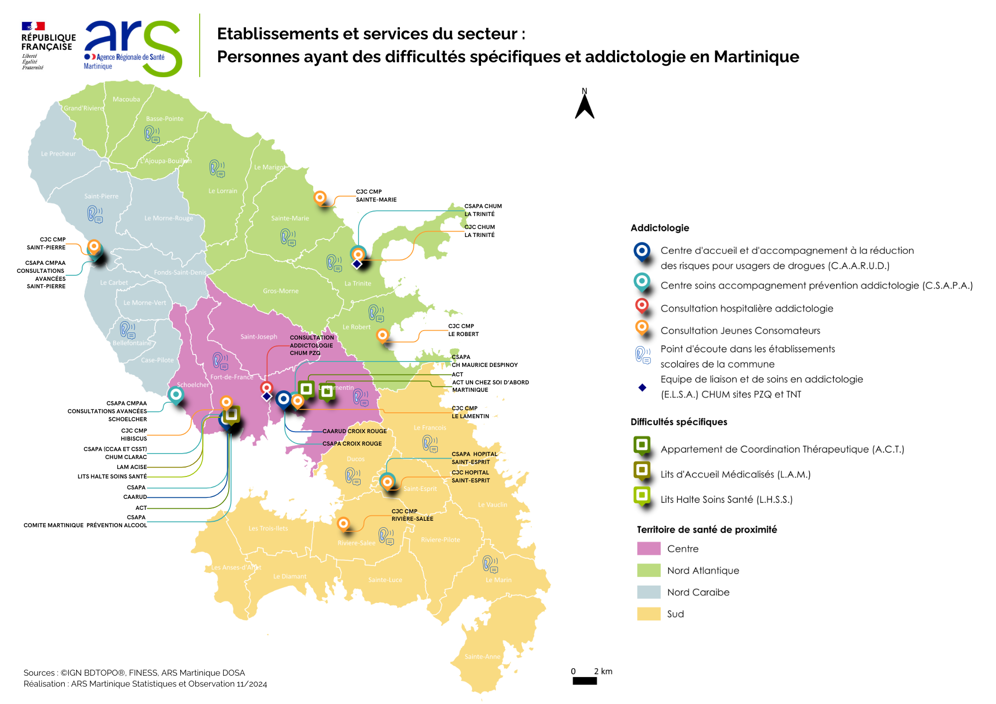 Etablissements et services à destination des personnes ayant des difficultés spécifiques et addictologie - 2024