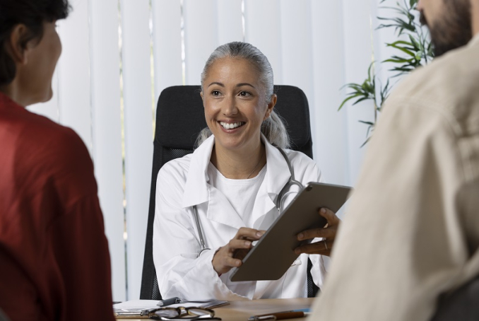 Médecin présentant des documents